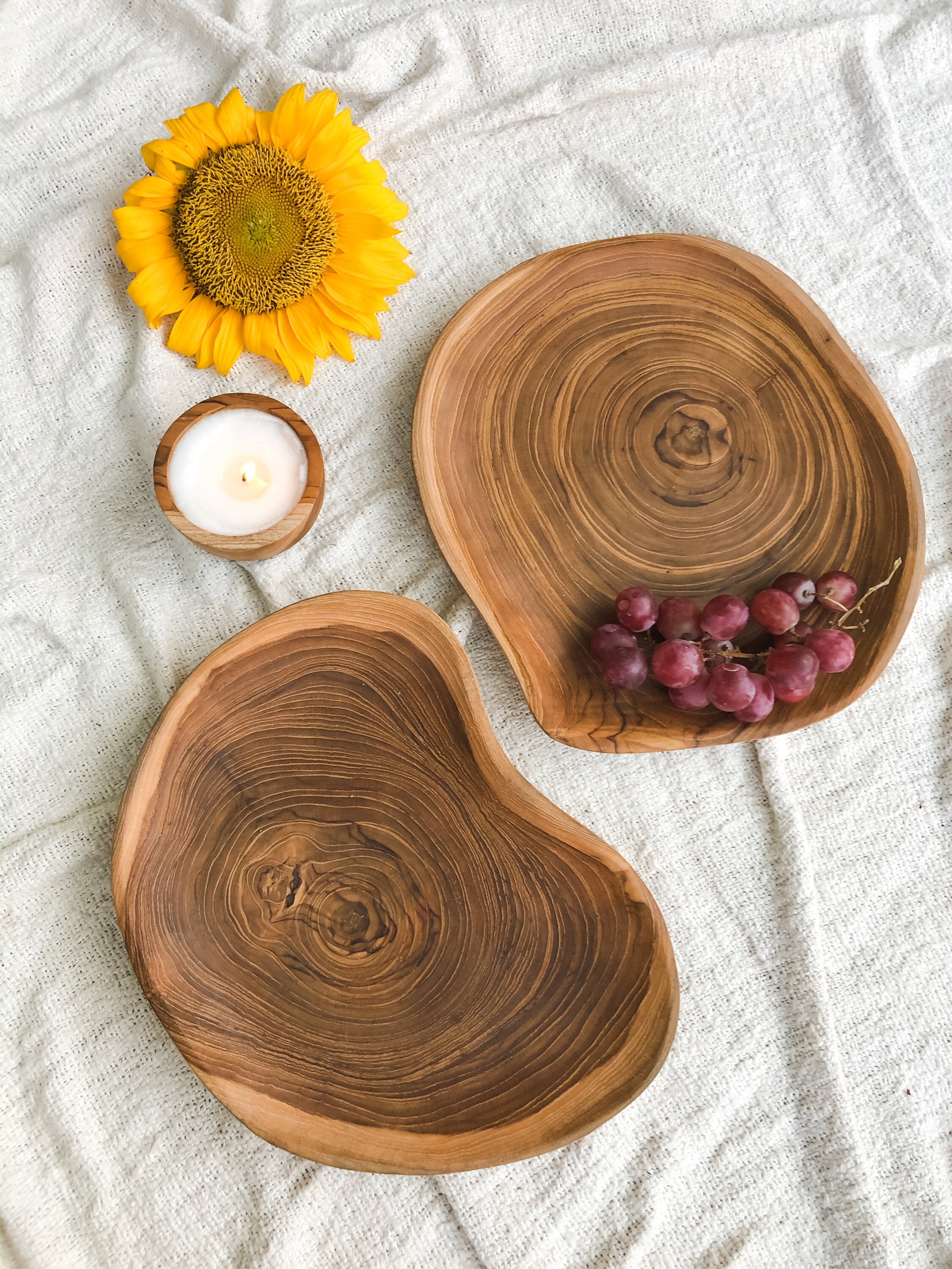 Rustic Teak Wood Dinner Plates Set 2 Pieces Modern Wood Etsy