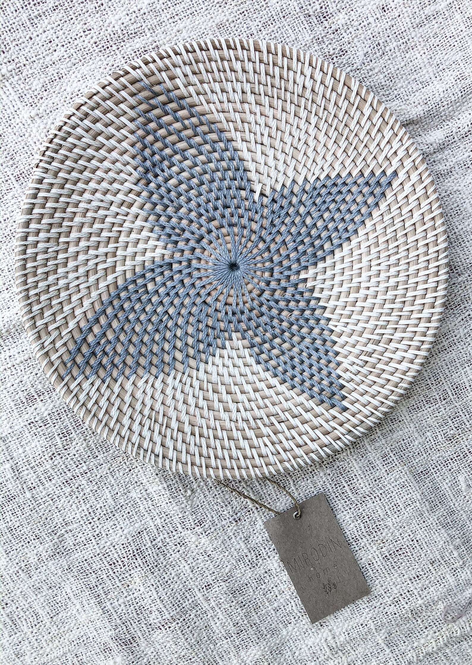 Small White and Blue Wall Hanging Basket Boho Wall Basket Etsy