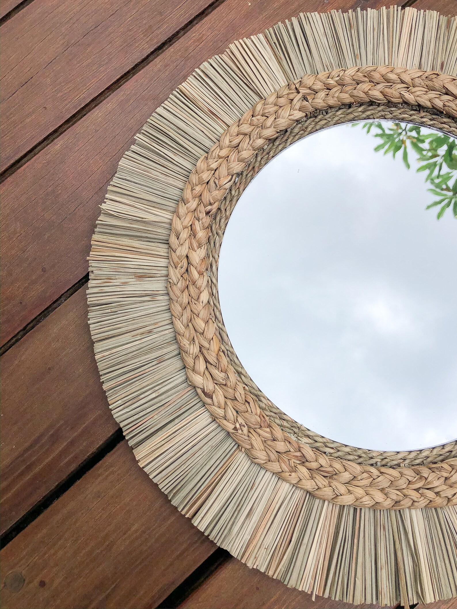 Seagrass Round Mirror Boho Mirror Bohemian Mirror Small Etsy