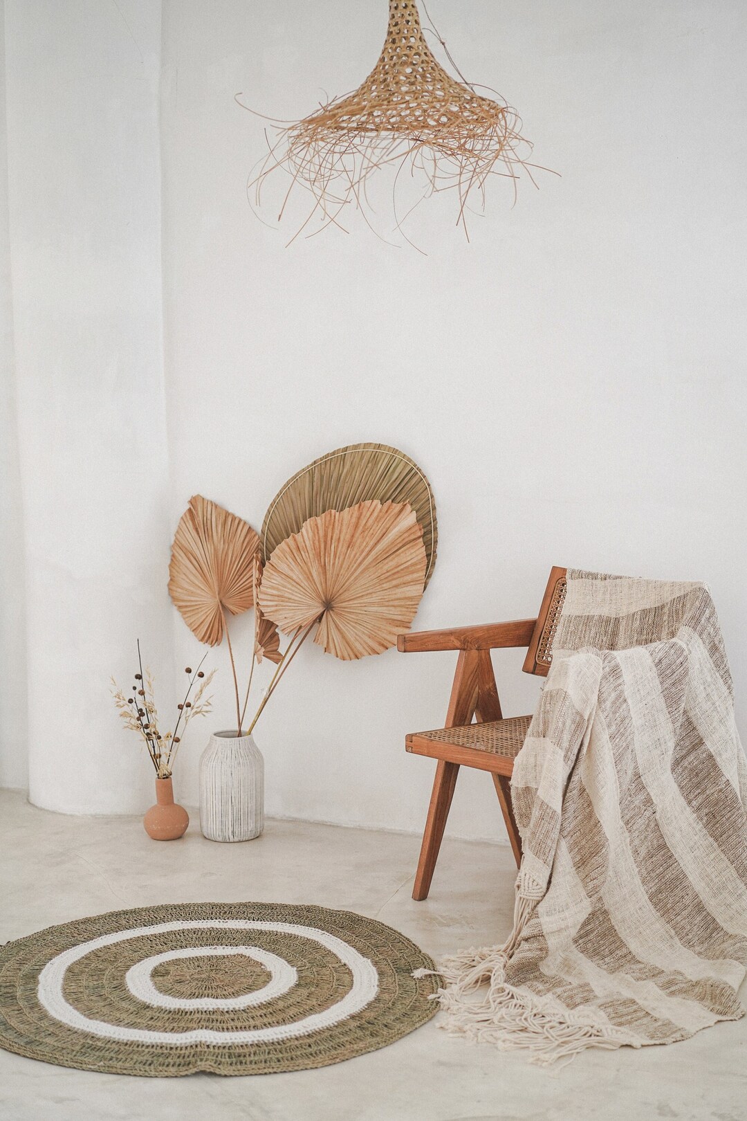 Natural Seagrass Rug, Round Rug, Boho Rug, Bohemian Rug, Handwoven ...
