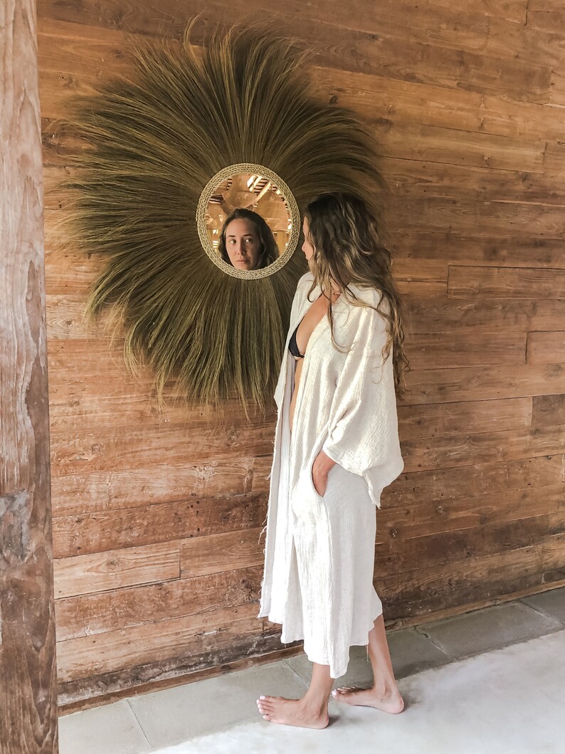 Natural Seagrass Boho Mirror Large Boho Raffia Mirror Etsy