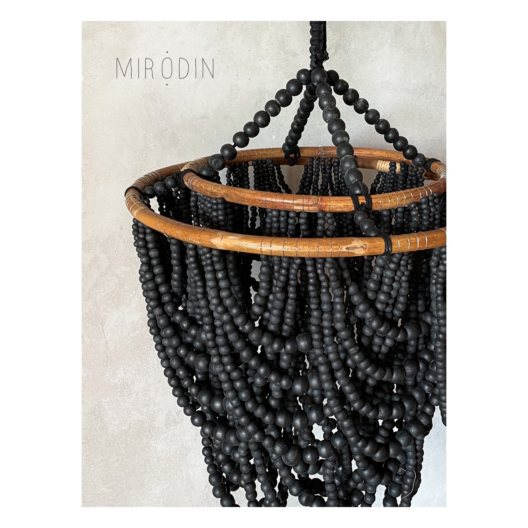 Black wood bead chandelier deals