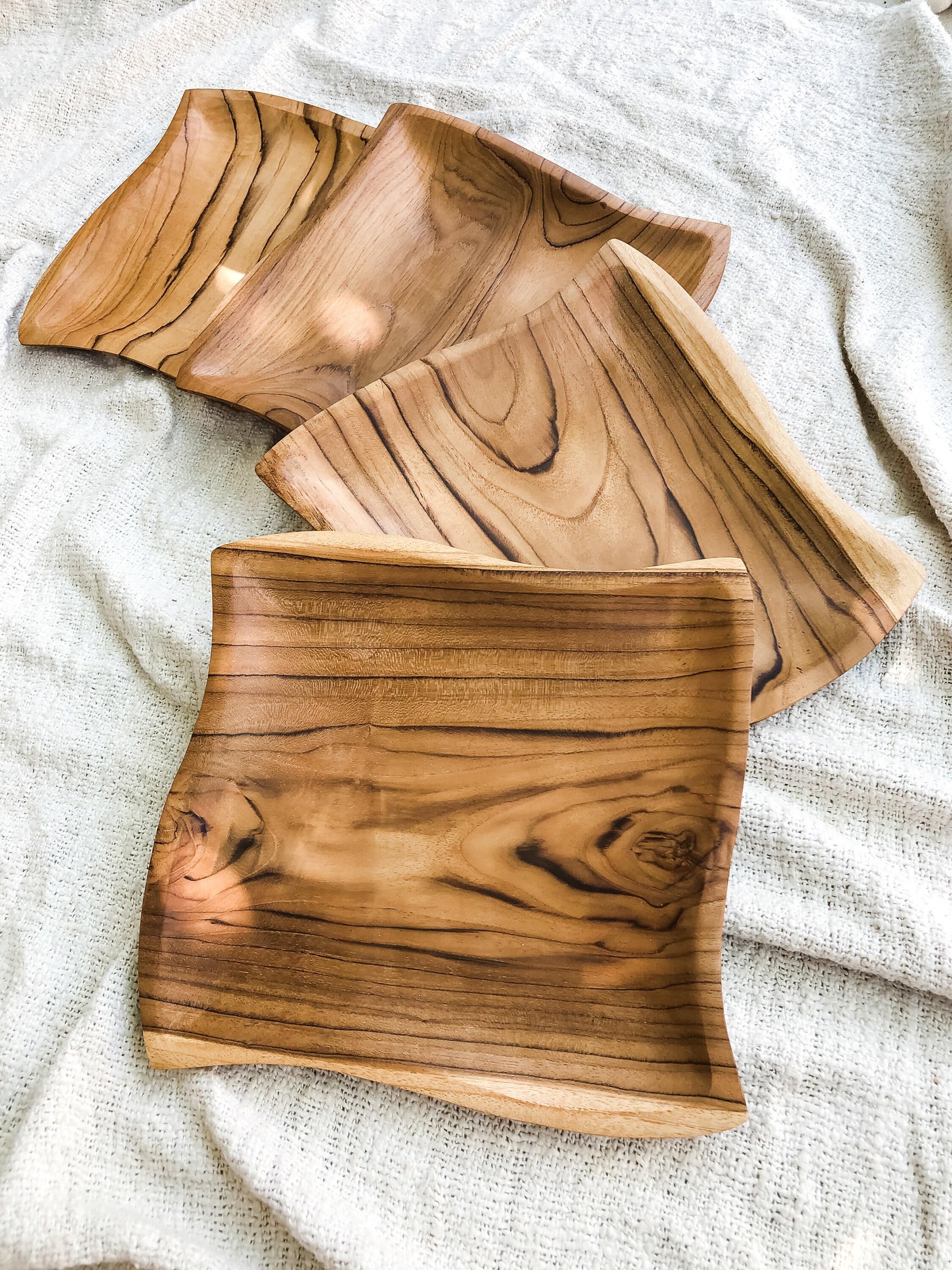 Modern Teak Wood Plates set of 4 Pieces Wood Dinner Plates Etsy