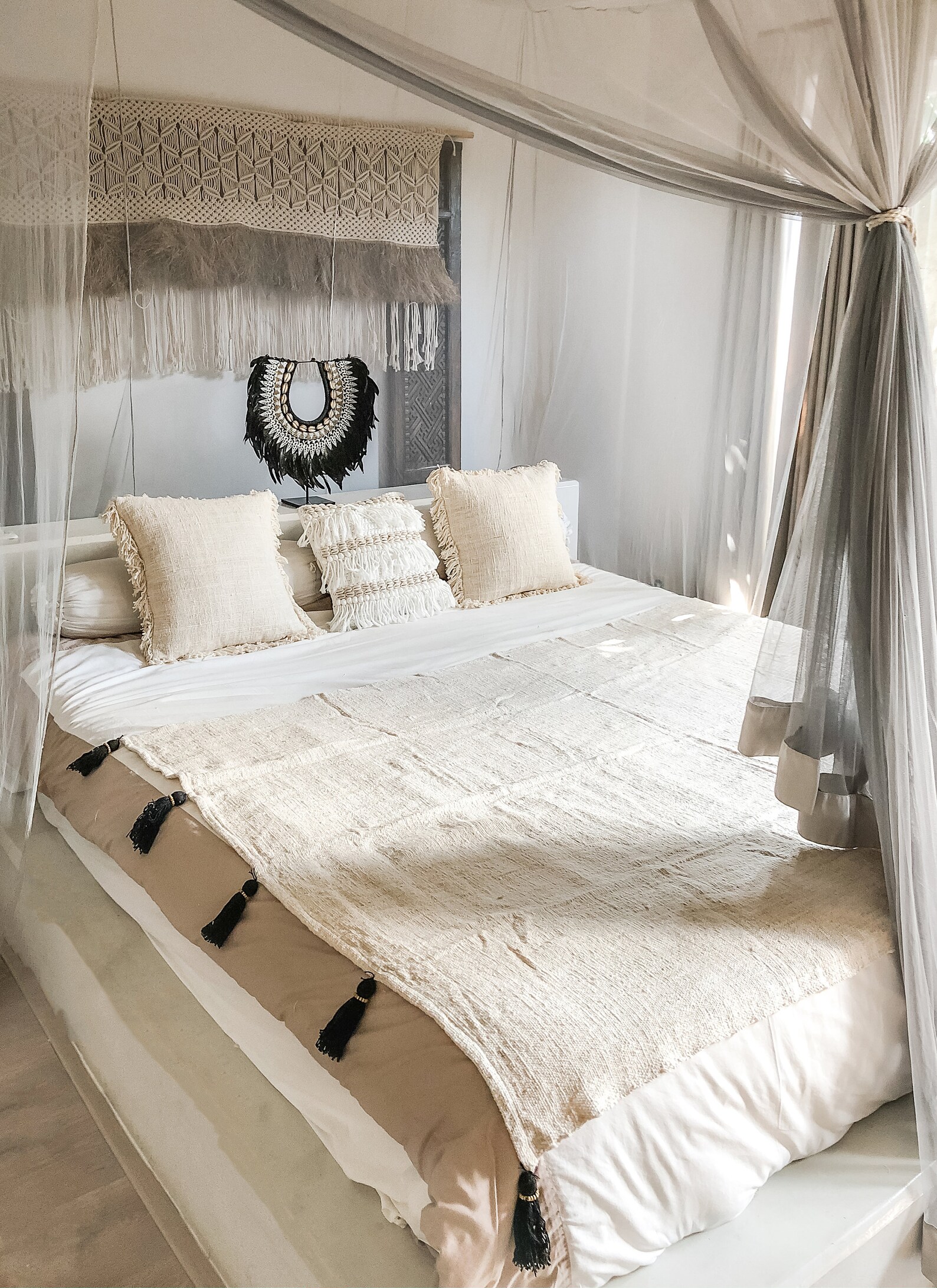 Cotton Throw Blanket Black Tassel Boho Design Bohemian Home Etsy