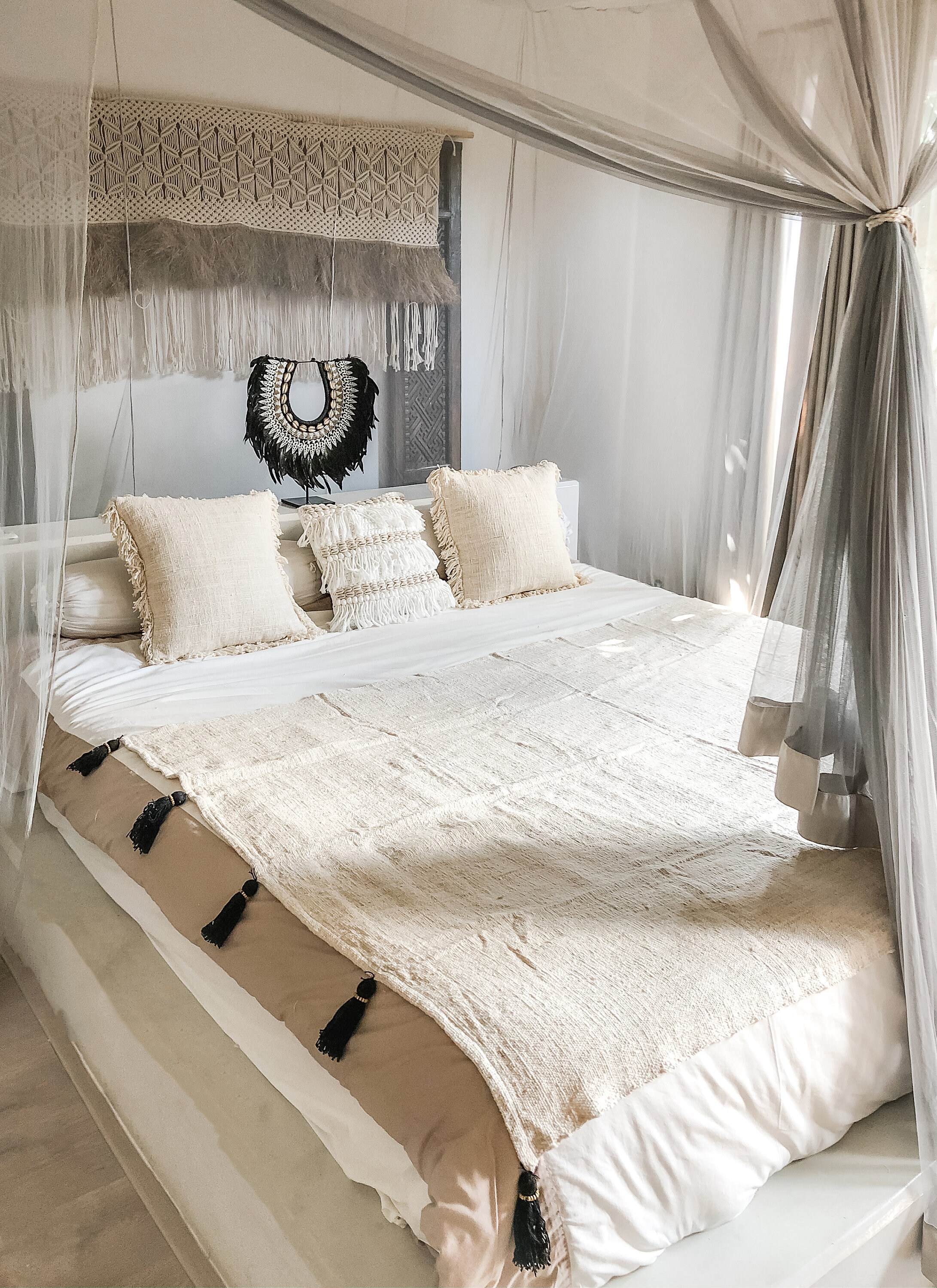 Cotton Throw Blanket Black Tassel Boho Design Bohemian Home Etsy