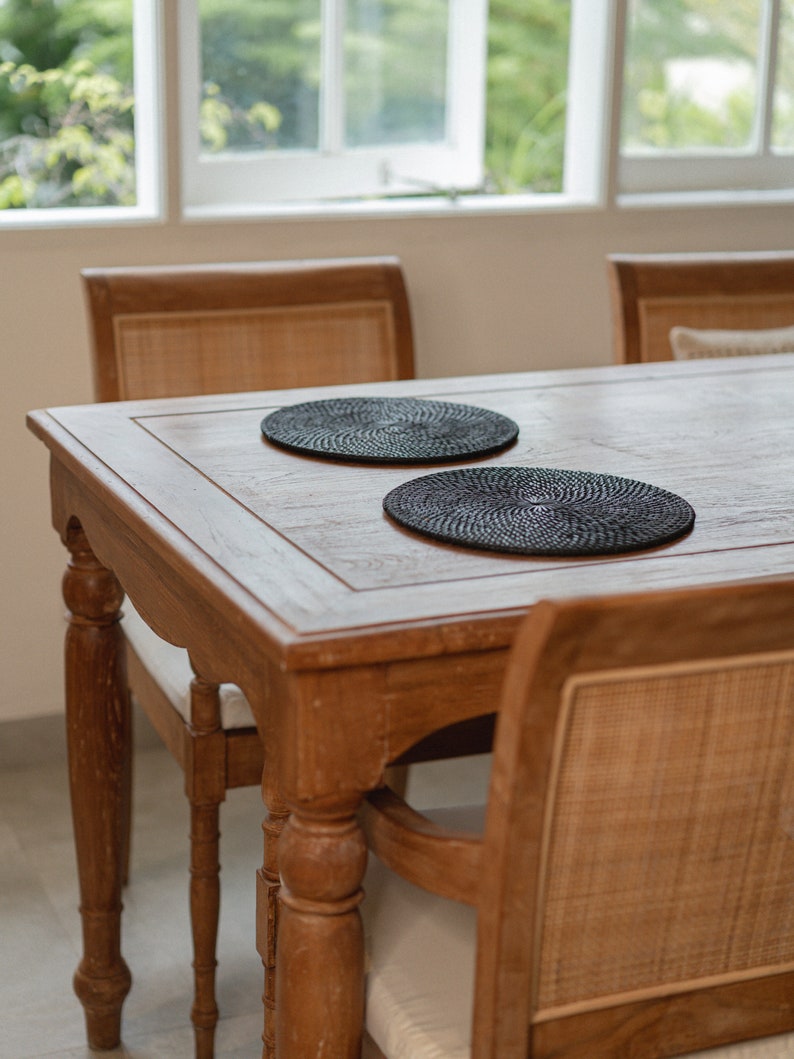Black Rattan Round Placemats for Casual or Events Decoration Etsy