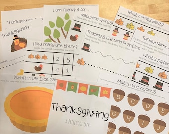 Thanksgiving Preschool Printable Pack