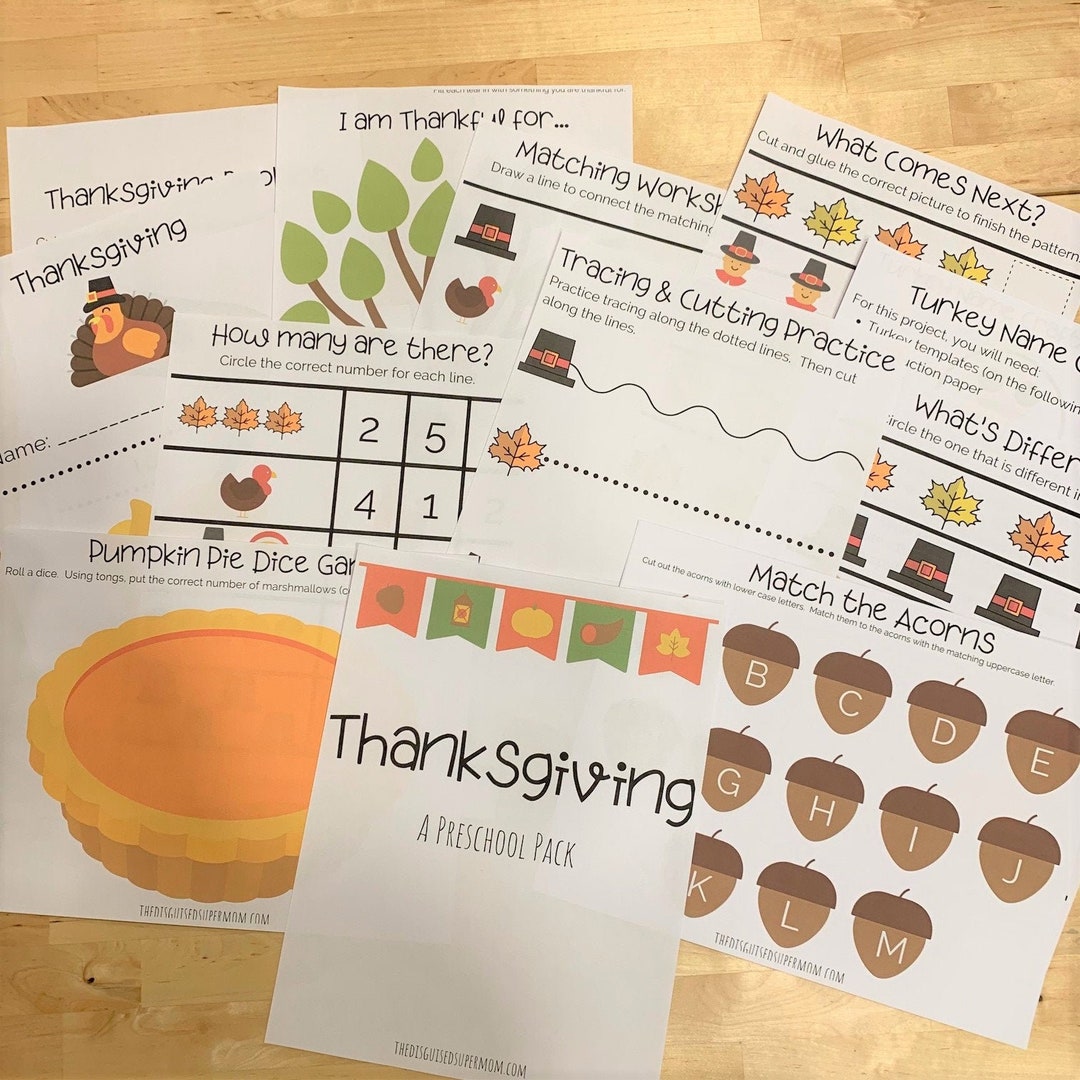 Thanksgiving Preschool Printable Pack - Etsy