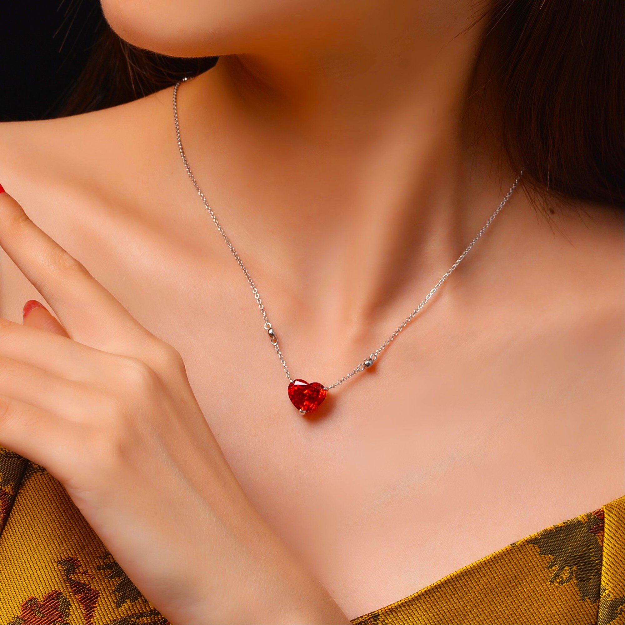 5 Carat Heart Red Diamond Adjustable 