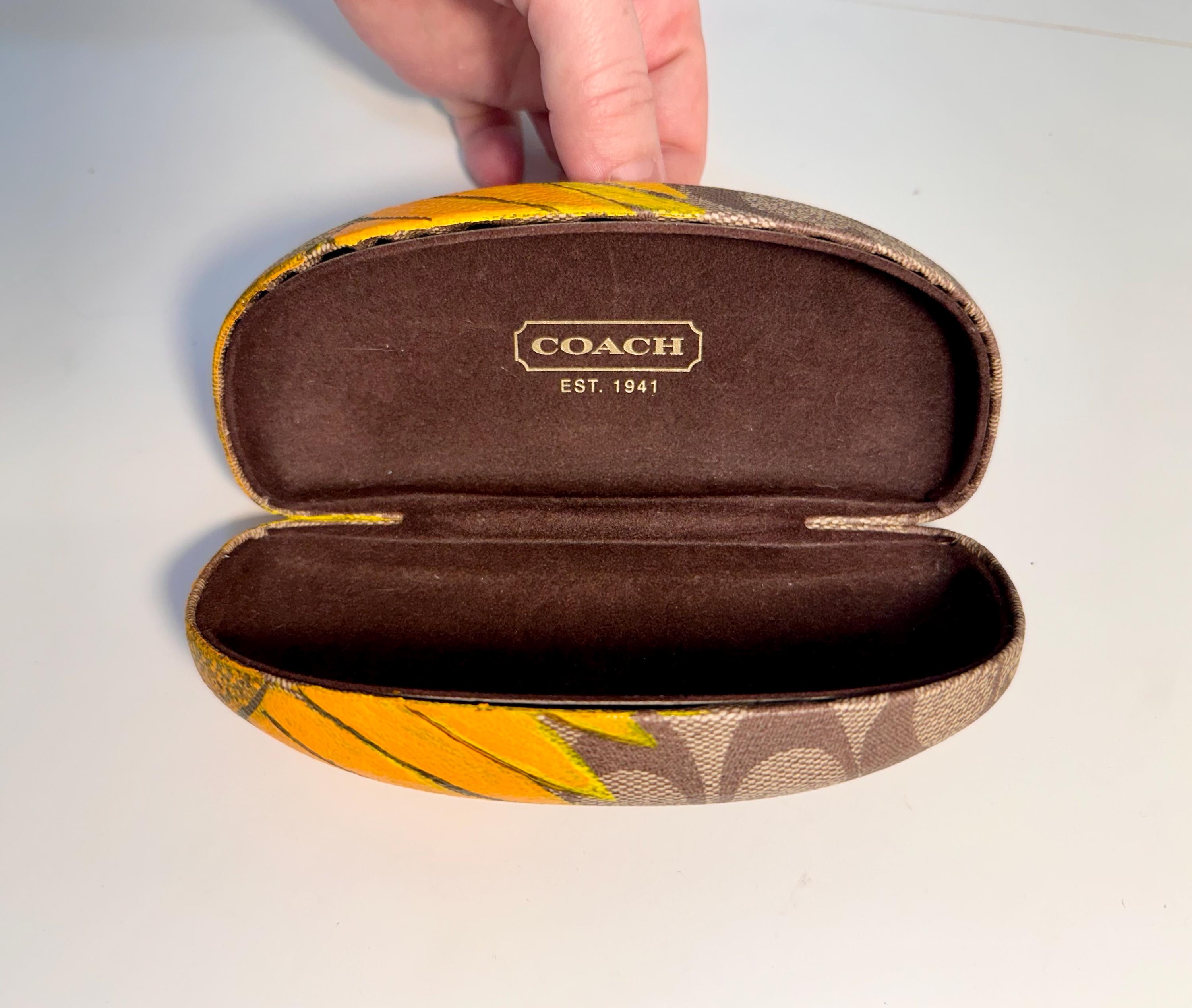 Coach Glasses Case with Hand Painted Sunflower van Gogh Sunflowers Folding Glasses Case – Compact  main image 4