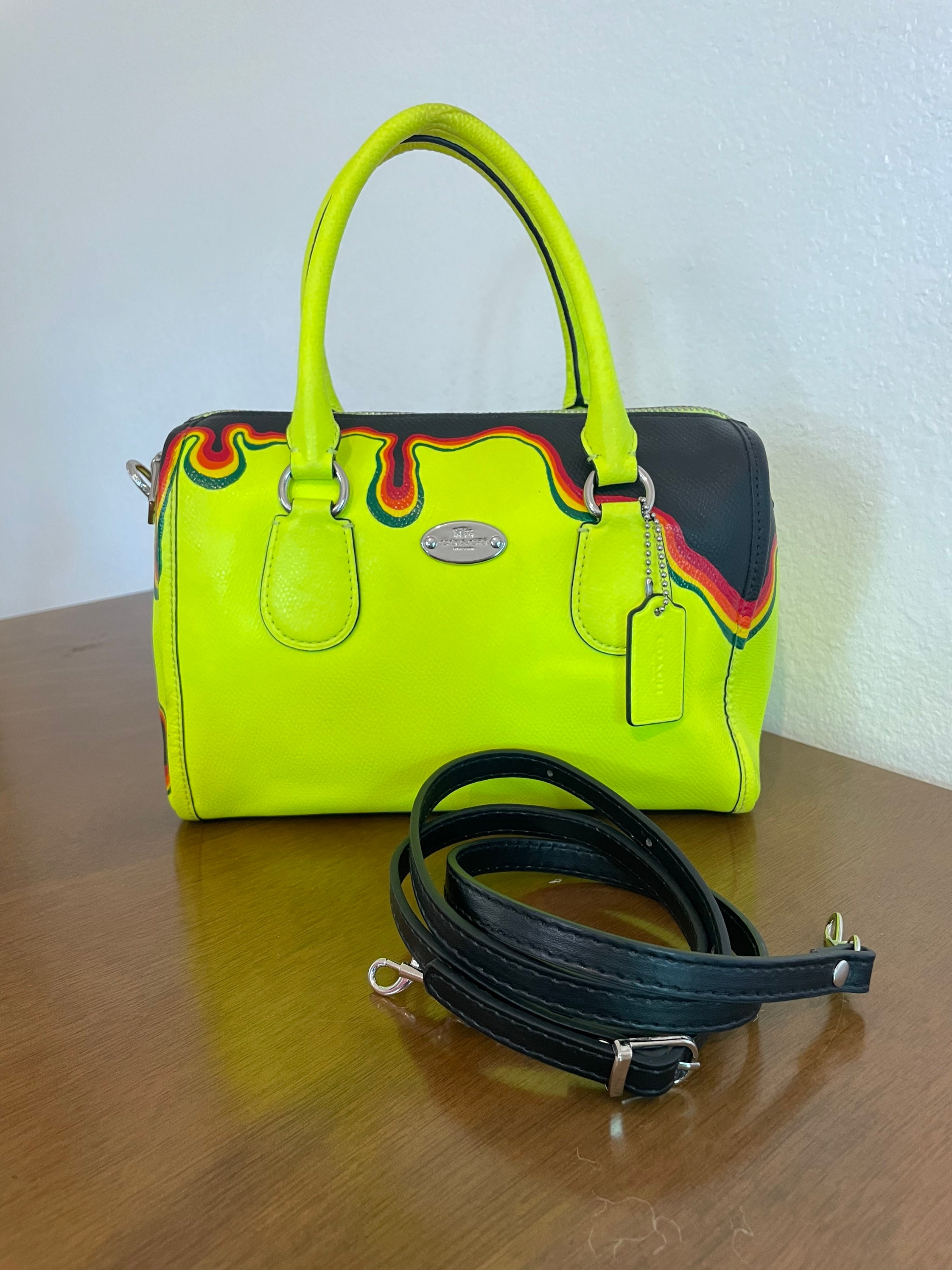 Mini Neon Green Litchi Embossed Dome Bag