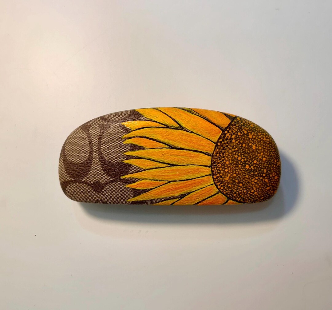 Hand Painted Sunflower Coach Glasses Case - Etsy display picture 1