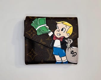 Hand Painted Richie Rich Refurbished Vintage LV Wallet