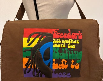 Custom Painted Canvas Messenger Bag