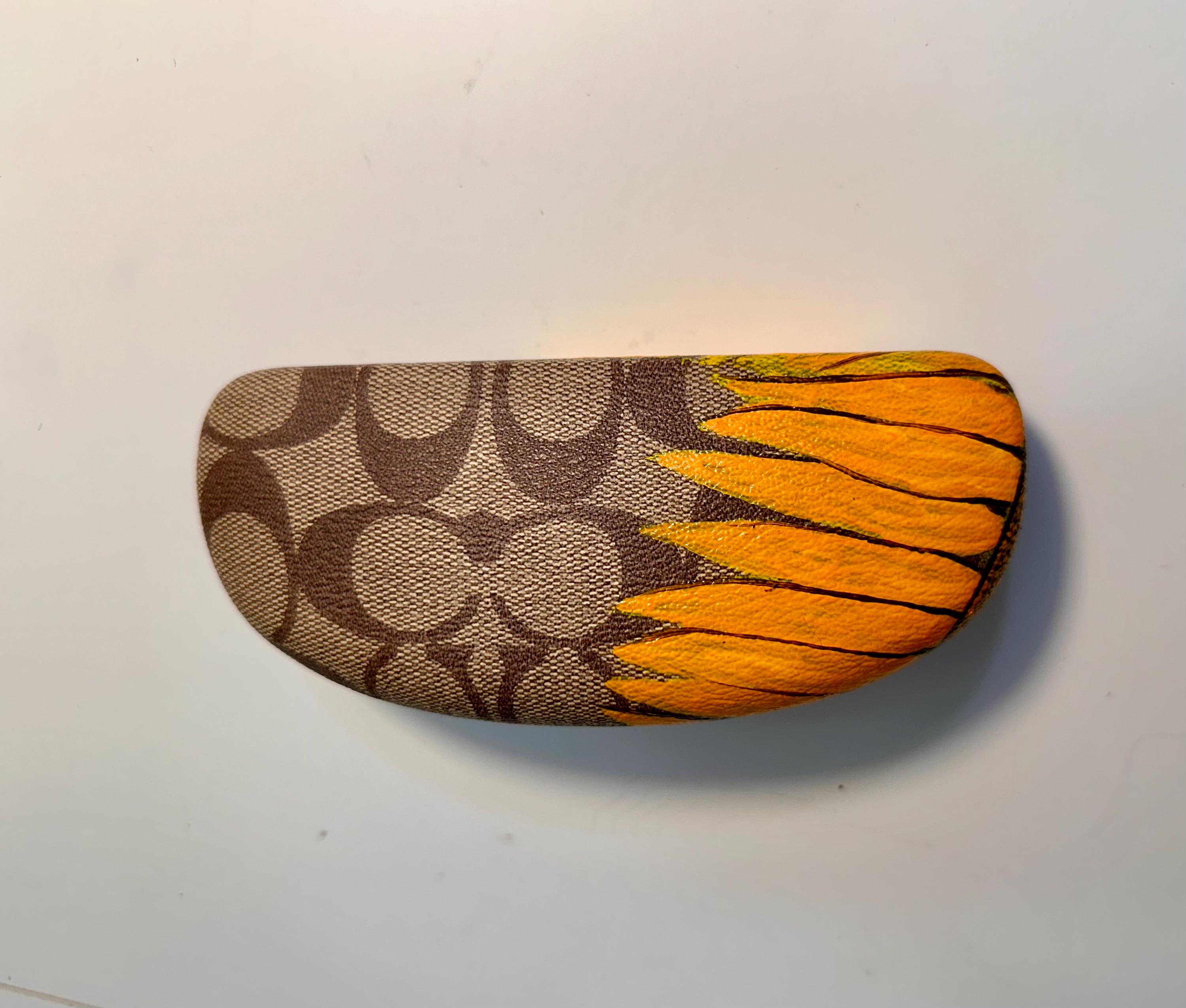Coach Glasses Case with Hand Painted Sunflower van Gogh Sunflowers Folding Glasses Case – Compact  main image 3