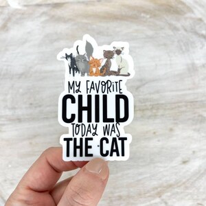 Mi hijo favorito hoy fue el gato, pegatina, 3 pulgadas