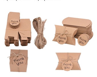 MoonVila 35pcs Pillow Candy Box with Seal sickers,Halloween Pillow Boxes Candy Favor Paper Boxes for Halloween Thanksgiving Party