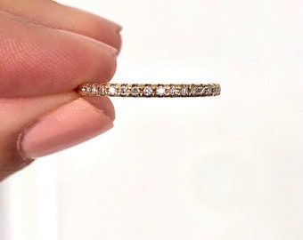 Estate 14k yellow gold & diamond half eternity band ring