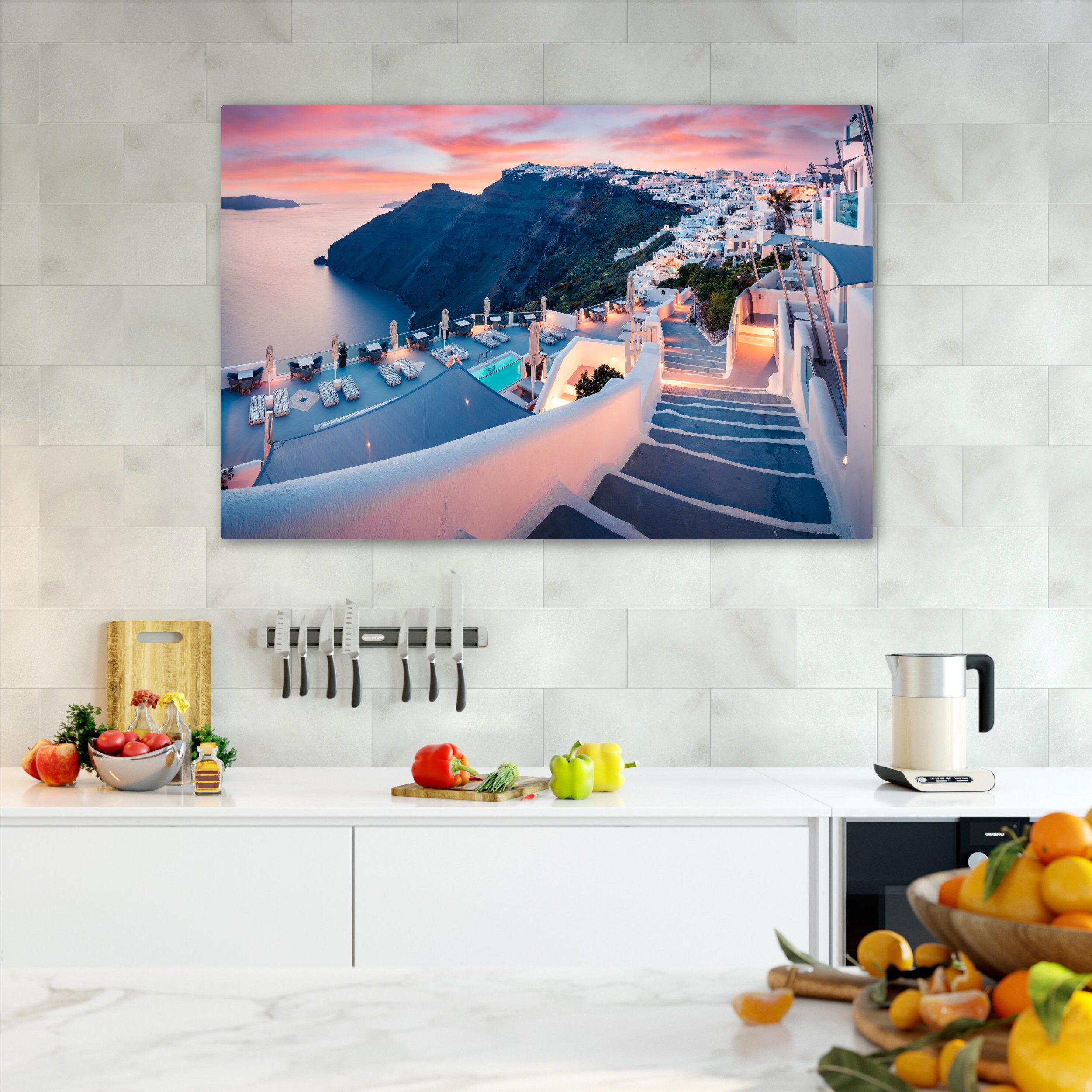 The Greek Sunset on Canvas Wall Art Wrap Frame Greece Island Etsy