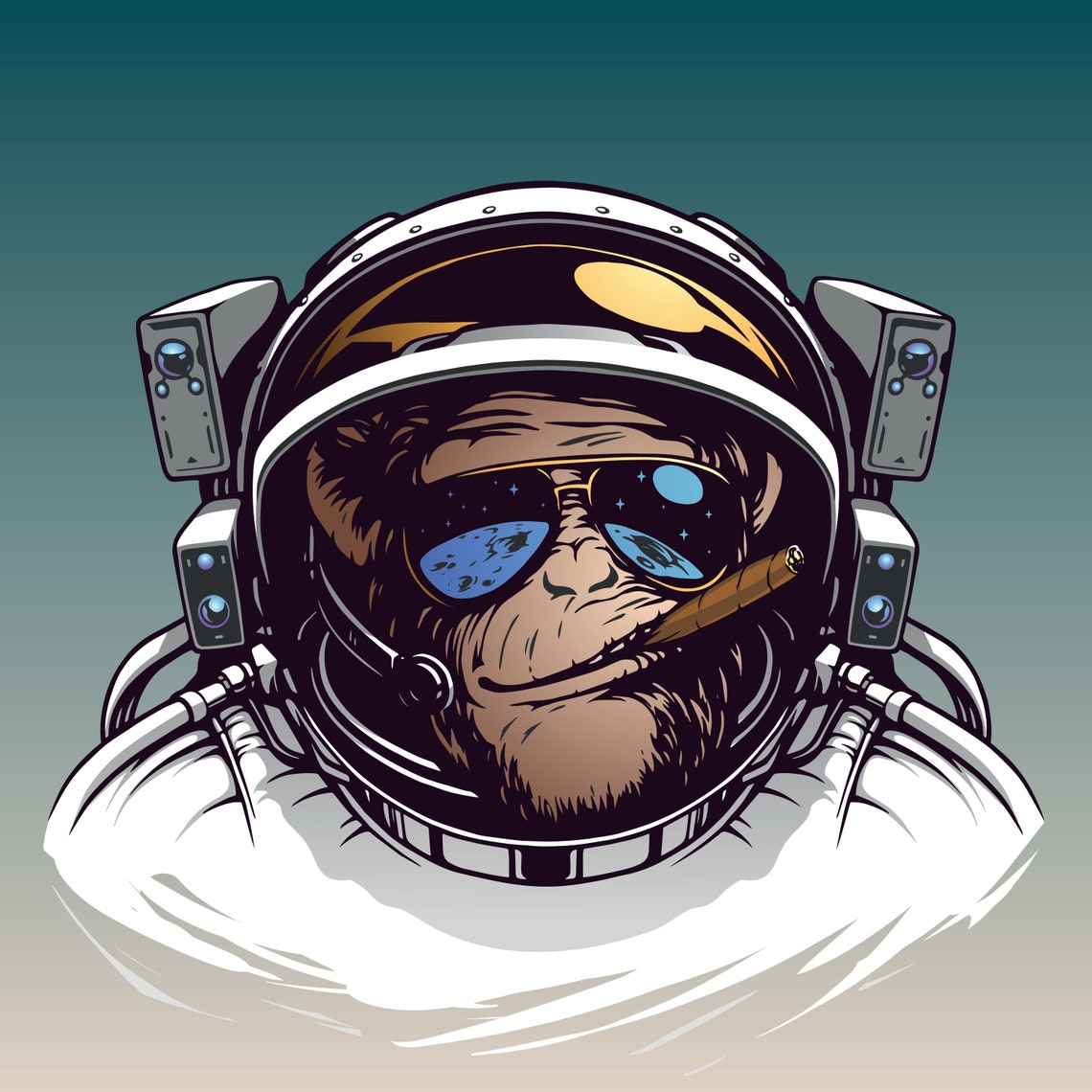 Funny Monkey Astronaut on Canvas Wall Art Wrap Frame Cartoon | Etsy