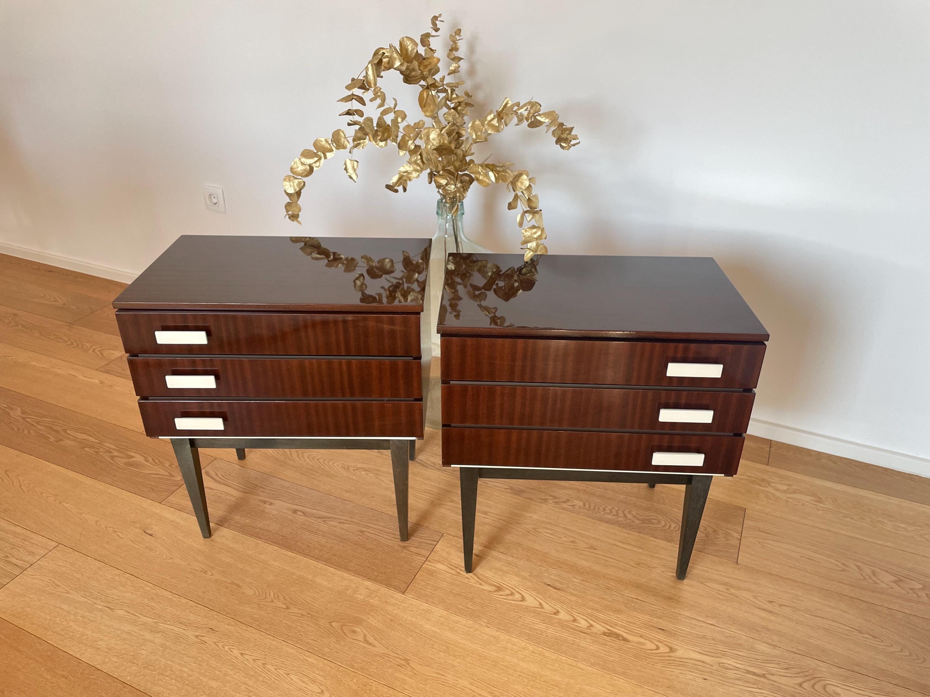 Bedside Tables / Night stands / Retro Modern Nightstands / Mid-century Bedside Tables / 70's / Nightstands / Bedside Tables / Brown / MEBLO/