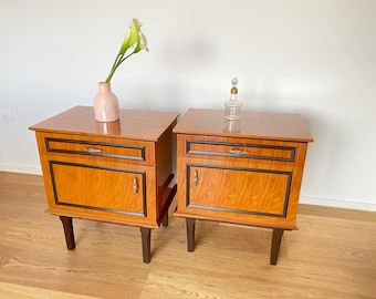 1 of 2 Nightstands/Retro Bedside Night Tables/Mid-century Bedside Tables / 70's Furniture/ Bedside Tables/ Night stands/Retro home/Brown