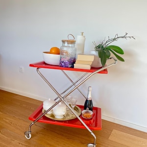 Foldable trolley/Folding cart/1960s Serving Trolley/Space Age Trolley/Orange/Mid Century  Bar Cart/Retro Serving Trolley/plastic/vintage////