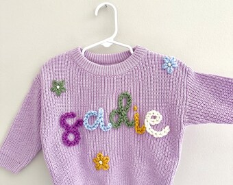 Custom Name Sweater, Hand knit sweater, Baby name sweater, Chunky Knit, Personalized Name Sweater, Custom Sweater, Toddler Name Sweater