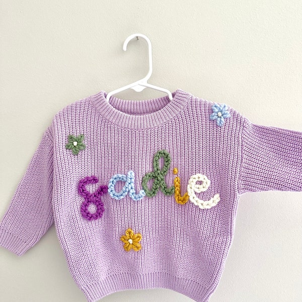 Custom Name Sweater, Hand knit sweater, Baby name sweater, Chunky Knit, Personalized Name Sweater, Custom Sweater, Toddler Name Sweater