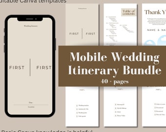 Canva Organization Wedding Template, Digital product, Mobile Canva Wedding Itinerary Template, Mobile organization for wedding