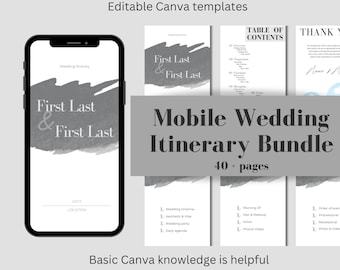 Mobile Canva Wedding Itinerary Template, Mobile organization for wedding, Canva Organization Wedding Template, Digital product