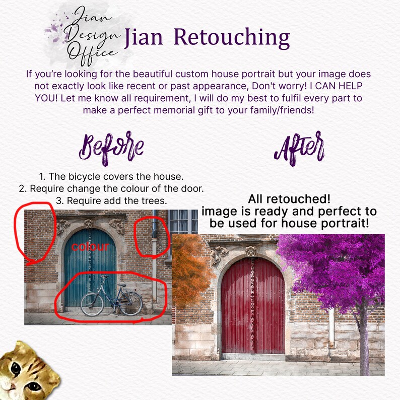 Make a Perfect Image for Your Custom House Portrait House Portrait-Image Retouching ADD-ON Listing for House Portrait Special Required