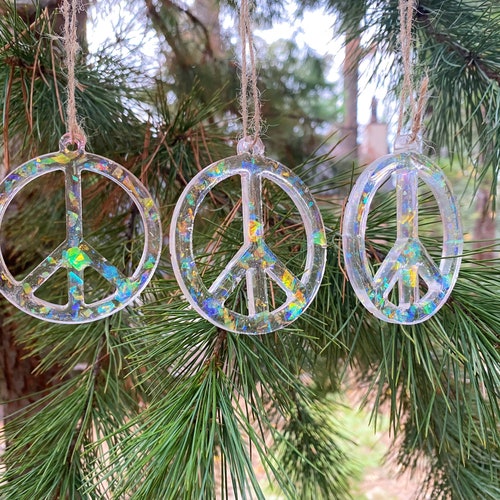 Iridescent Peace Sign Ornament Etsy