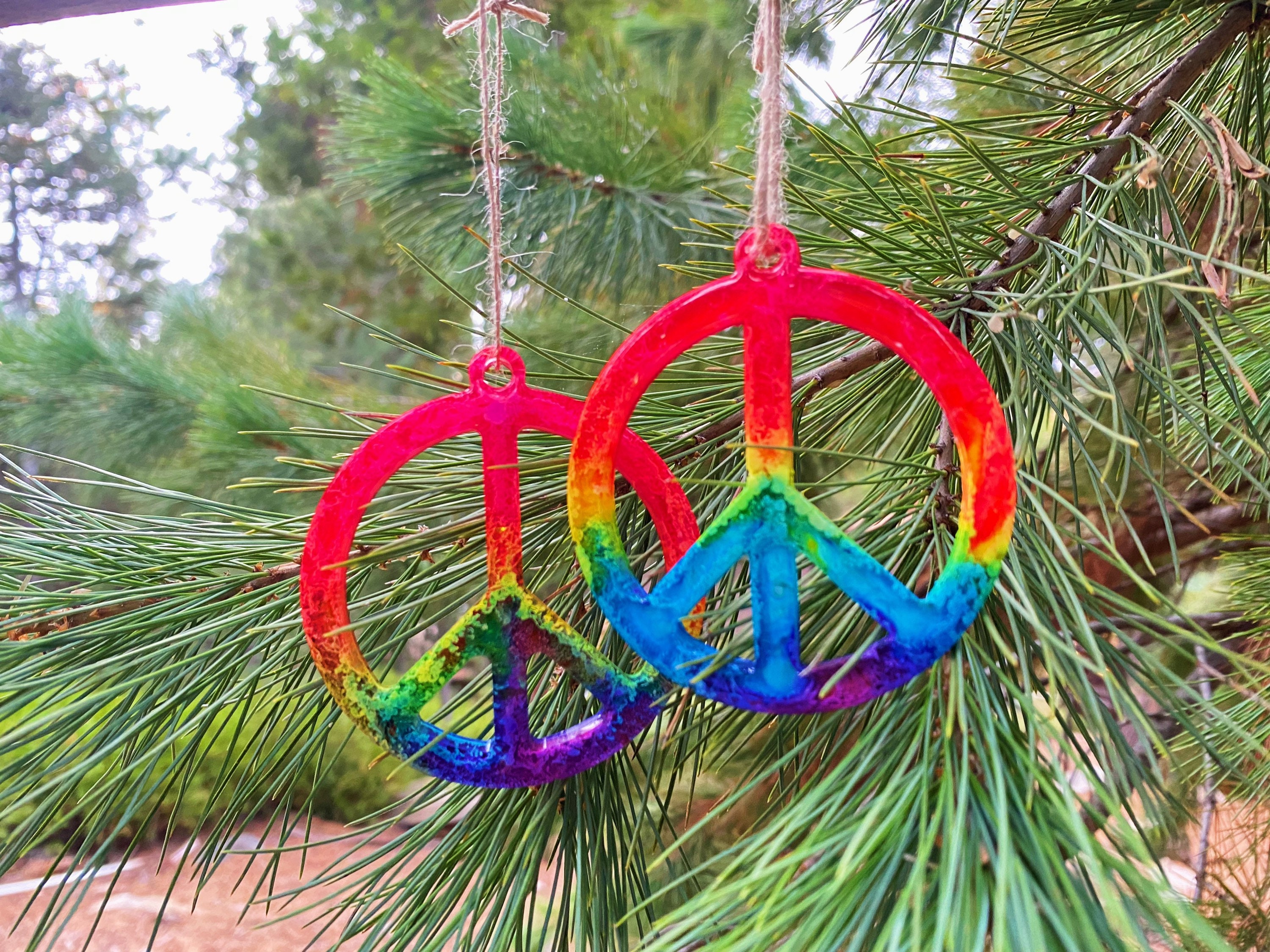 Rainbow Peace Sign Ornament Etsy