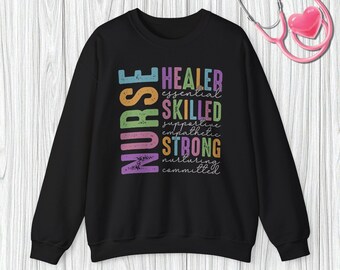 Sudadera con valores de enfermería / Diseño inspirador para enfermeras / Regalo considerado para trabajadores médicos, héroes de la salud y enfermeras registradas /