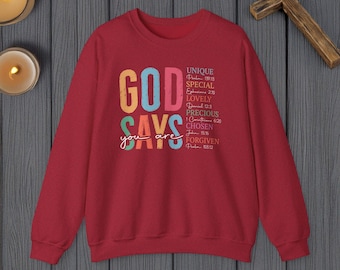 Sudadera "Dios dice" / Sudadera cristiana inspiradora / Ropa única basada en la fe para mujeres y hombres / Idea de regalo religioso / Hombres de fe