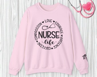 Sudadera Nurse Life con diseño de manga RN / Un regalo ideal para enfermeras, profesionales médicos y héroes de la salud / Ropa inspiradora / Valores de enfermería
