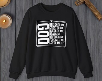 Sudadera "Dios me diseñó" / Ropa cristiana inspiradora / Regalo religioso para mujeres / Ropa religiosa empoderadora / Hombres de fe