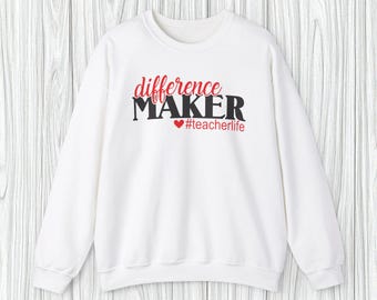Sudadera "Marcador de Diferencias" / Diseño de Corazón #TeacherLife: Regalo inspirador para maestros, educadores y mentores / Agradecimiento al Maestro