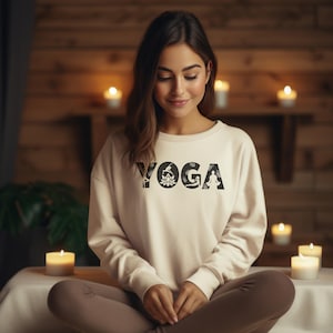 Yoga Sweatshirt – Cozy Lotus Flower Yoga Pose Design, Perfect for Yoga Teachers, Meditation, Mindfulness, Fitness, & Everyday Comfort
