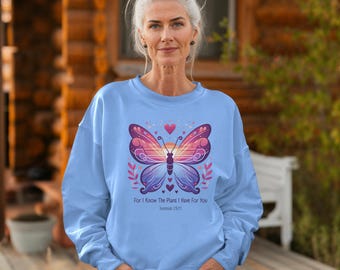 Sudadera con versículo bíblico / Ropa cristiana para mujer / Regalo inspirador / Ropa religiosa / Jeremías 29:11 / Camiseta con mariposa