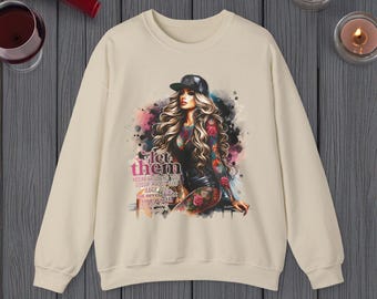 Sudadera motivacional "Let Them" / Ropa inspiradora para mujeres / Regalo con estilo de tatuaje audaz para celebrar la confianza y la fuerza