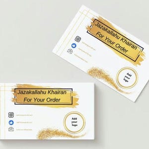 Bearbeitbar Vielen Dank für Ihre Bestellkarten. Islamisches Visitenkarten Design für Muslimische Unternehmen.