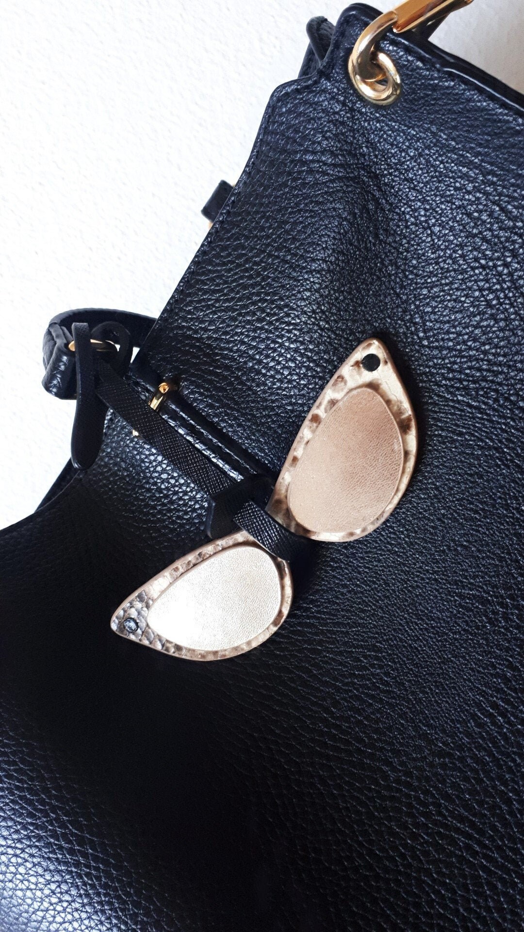 Leather Bag Charm Cat-eye Sunglasses Handmade Leather 