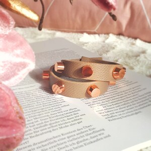 Rose Gold Leder Armband | Leder Choker | Creme Elegantes Armband