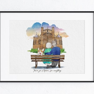 Queen Elizabeth II and Prince Philip | Platinum Jubilee | Memorial Art Watercolour | Wall Art Print | Her Majesty | Framed Poster Available