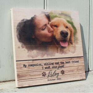 Personalized Pet Memorial 8" x 8" - Wood Photo Block. Pet Sympathy Gift. Dog Memorial. Cat Memorial. Pet Loss Gift. Your Photos To Print.