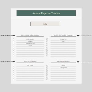 Annual Expense Tracker, Ultimate Tracker for Anyone - Etsy