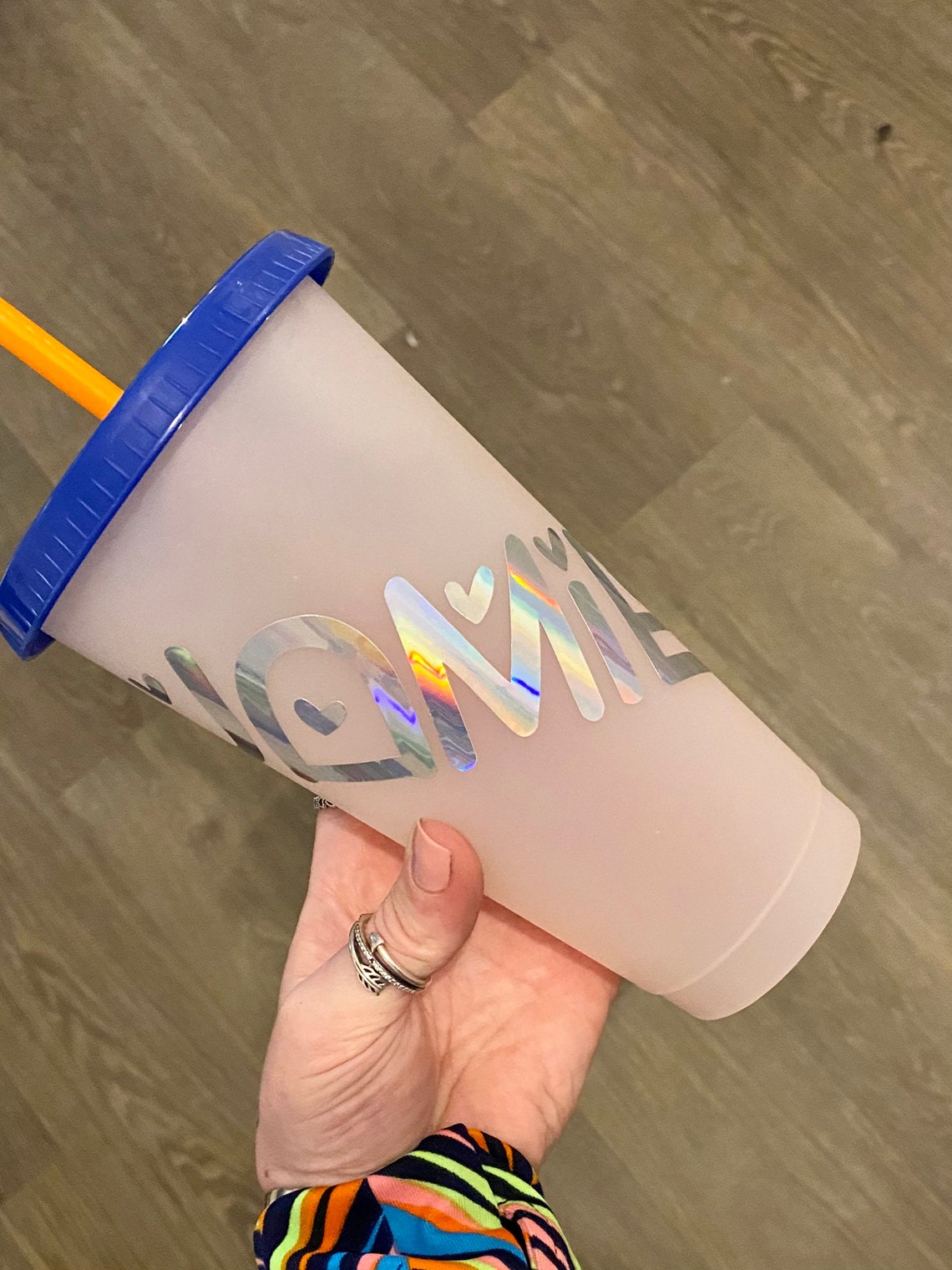 Personalized Cups with Straws Holographic Color Changing Cup Etsy
