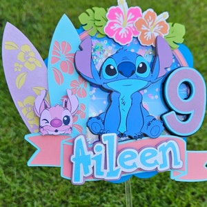 Stitch cake topper, Stitch topper with name and age, Stitch party, Cake  topper